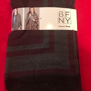 RUANA WRAP BURGUNDY/GRAY